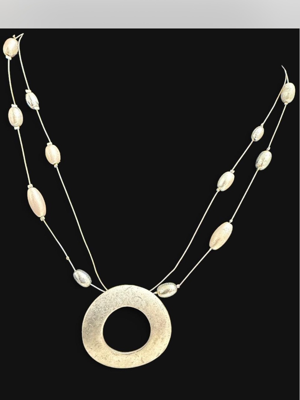 Chico’s Silver-Tone Double Strand Pendant Necklace